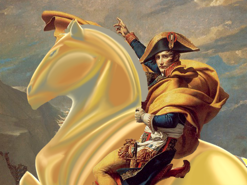 Napoleon on a fat golden horse